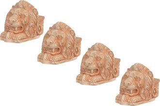 Biscottini International Biscottini - Juego De 4 Pies Florero Cabeza De Le&oacute;n En Terracotta Toscana 100% Made In Italy Totalmente Artesanal
