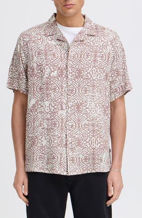 Solid Urkon Arabesque Print Camp Shirt in Twilight Mauve at Nordstrom, Size X-Large