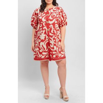 Flying Tomato Print Cotton Minidress in Red/Ivory at Nordstrom Rack, Size 1X
