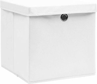 vidaXL Cajas De Almacenaje Con Tapas 10 Uds Blanco 28x28x28 Cm Vidaxl