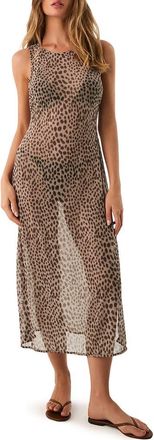Vix Twist Leopard Print Mesh Cover-Up Dress in Multi at Nordstrom, Size X-Large