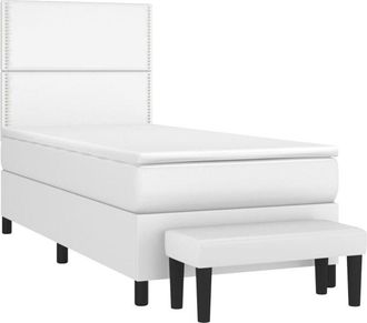 vidaXL Vidaxl - Cama Box Spring Con Colch&oacute;n Cuero Sint&eacute;tico Blanco 90x190 Cm