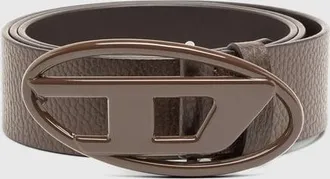 Diesel 4cm leather belt with matte Oval D buckle - Belts - Unisex - Brown