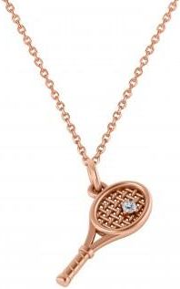 Allurez Tennis Racket With Diamond Ball Charm Pendant Necklace 14K Rose Gold (0.03ct)