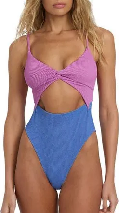 Billabong Summer Mikahi Cutout One-Piece Swimsuit in Mulch at Nordstrom Rack, Size Medium