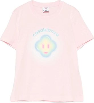 Casablanca Airbrush Smiley Fitted T-shirt met korte mouwen - Dames - T-shirts - Roze - M - Katoen - Tops