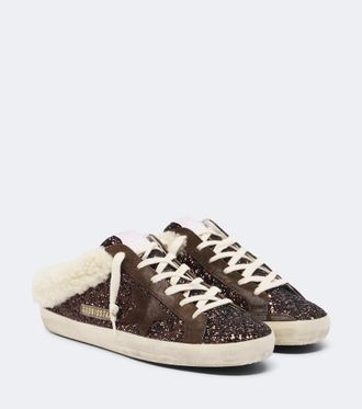 Golden Goose Super-Star glitter shearling-lined mules