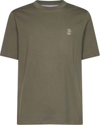 Brunello Cucinelli T-shirt met ronde hals - Heren - T-shirts - Groen - 2XL - Katoen - Tops
