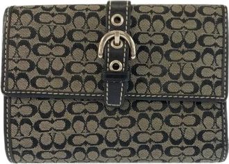 Coach Pre-owned Wallets, female, Multicolor, Size: ONE SIZE Pre-owned Mini Signature Canvas Wallet
