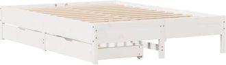 vidaXL Vidaxl - Bed Frame without Mattress White 135x190 cm Double Solid Wood Pine
