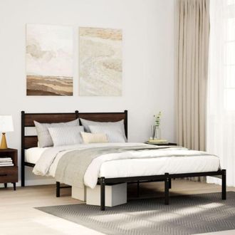 vidaXL Giroletto senza Materasso con Testiera Rovere Marrone 160x200cm - Vidaxl