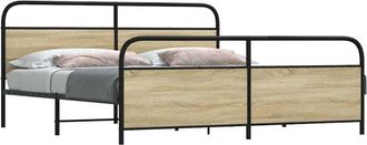 vidaXL Vidaxl - Estructura De Cama Sin Colch&oacute;n Metal Roble Sonoma 180x200 Cm