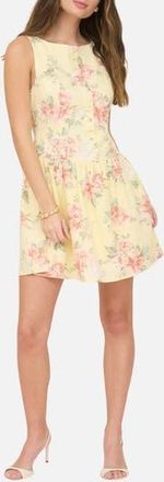 Blu Pepper Floral Sleeveless Drop Waist Minidress in Butter Yellow Multi at Nordstrom Rack, Size Medium