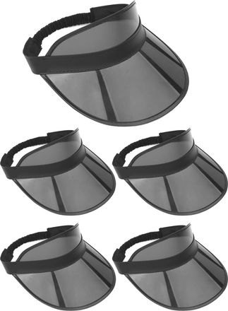 Generic 5 Pcs Women Sun Visor Wide Brim Hat Outdoor Golf Visor Sports Running Tennis Beach Colorful Party Neon Visors Cap(Clear,Black)