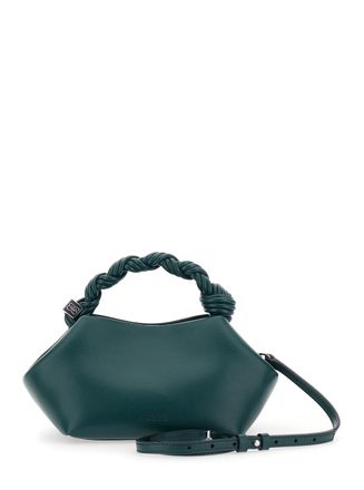 Ganni Twisted Leather Handle Shoulder Bag - Green