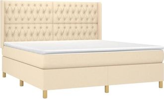 vidaXL Vidaxl - Cama Box Spring Colch&oacute;n Y Luces Led Tela Crema 180x200 Cm