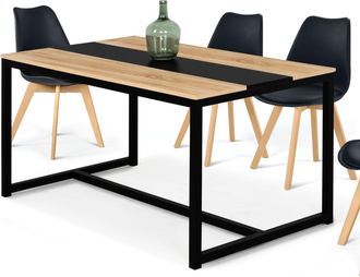 IDMarket Tavolo Da Pranzo Dover Per 8 Persone Con Fascia Centrale Nera Design Industriale 150 Cm