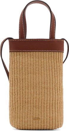 Mango Woven Raffia Crossbody Phone Bag in Leather at Nordstrom