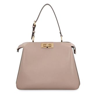 Fendi Shoulder Bags, female, Gray, ONE SIZE, Peekaboo Soft Medium Leather Handbag