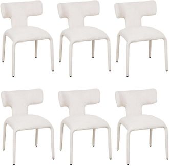 Woltu Woltu Juego De 6 Sillas De Cocina Tapizadas En Lino Colorado Comedor Sal&oacute;n Restaurante, Color Albaricoque
