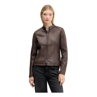 Desigual Gecombineerd Jack van Kunstleer - Dames - Jassen - Bruin - Maat: XS Leer