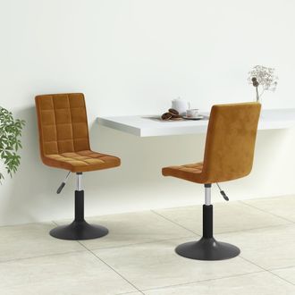 vidaXL Vidaxl - Sillas De Comedor Giratorias 2 Unidades Terciopelo Marr&oacute;n