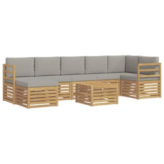 vidaXL Conjunto De Sof&aacute;s De Exterior 8 Pcs Blanco Y Gris Claro Vidaxl