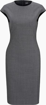 HUGO BOSS Womens Dironah Crew Neck Knee Length Sheath Dress - Grey - Size: 12