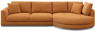 Castlery Hamilton Round Chaise Sectional Sofa Right Facing Customized, Performance Boucle Rust, Spill Resistant, Removable Covers for Sofas, Castlery