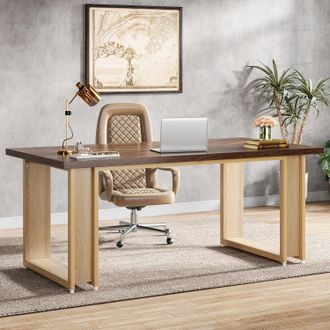 Tribesigns Scrivania 160cm Per Ufficio, Scrivania In Legno Semplice Per Ufficio Grande Scrivania Per Computer Scrivania Rustica Marrone Postazione Di Lavoro Azie