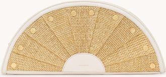 Hammitt Hammitt Shelley Clutch Calla Lily White Raffia Brushed Gold Hammered