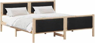 vidaXL Estructura De Cama Con Cabecera Negro 180 X 200 Cm Tela Vidaxl
