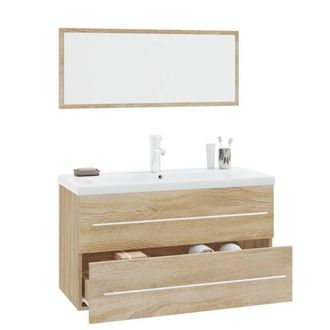 Berkfield Home Full 3 Piece Bathroom Furniture Set Sonoma Oak in Brown
