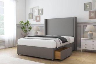 Sloomy Devonshire Dumfries Divan Set 2 Drawers-54 Wingback in Light Grey | Size: Small Double