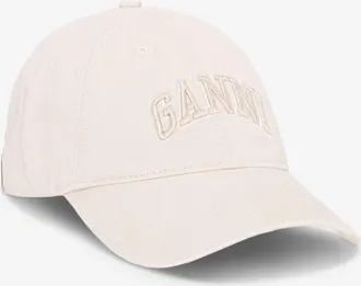 Ganni White Cap in Washed Cotton Canvas