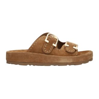 Stefano Lauran Platform Suede Slipper - Dames - Schoenen - Bruin - Maat: 41 EU Su&egrave;de