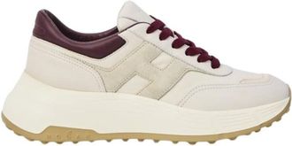 Hogan Bordeaux Wit Nappa Sneakers Memory Foam - Dames - Sneakers - Beige - 37 1/2 EU - Su&egrave;de - Schoenen
