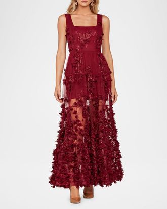 Helsi Kate Embroidered Floral Applique Gown