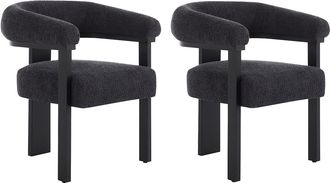 Pascal Morabito Conjunto de 2 sillas con reposabrazos en tejido bouclé y madera de hevea - Negro - LIVELIA de Pascal MORABITO