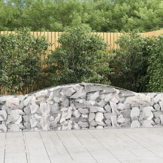 Berkfield Home Arched Gabion Baskets 3 pcs 400x30x60/80 cm Galvanised Iron in Silver