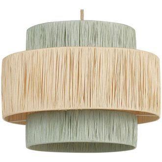 Beliani Lampada a sospensione in carta con paralume naturale e verde in stile giapponese Chambo