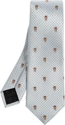 Alexander McQueen skull-pattern dotted tie - Blue