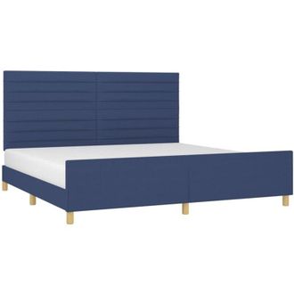 vidaXL Cama Sin Colch&oacute;n Tela Azul 200x200 Cm Vidaxl
