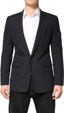 Dolce & Gabbana Mens Black Stripes 1 Button Suit Jacket Blazer