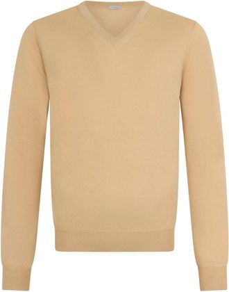 Malo Cashmere V-hals Trui - Heren - Cashmere truien - Beige - XL - Truien & Vesten
