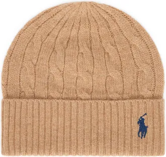 Polo Ralph Lauren Womens Knit Hat With Cuff, Camel Wool