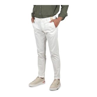AT.P. CO White Cotton Slim Fit Summer Trousers