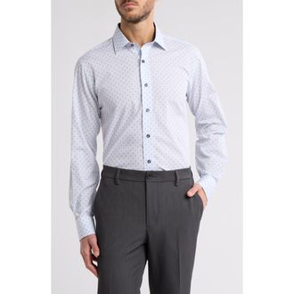 Lorenzo Uomo Trim Fit Paisley Cotton Dress Shirt in White/Light Blue at Nordstrom Rack, Size 16.5 - 32/33