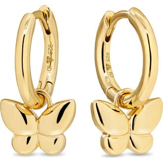 Devata Butterfly Hoop Earrings in Gold Plated Sterling Silver in Yellow Gold at Nordstrom