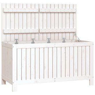 Berkfield Home Garden Storage Box White 121x55x64 cm Solid Wood Pine | Size: 121 x 55 x 64 cm
